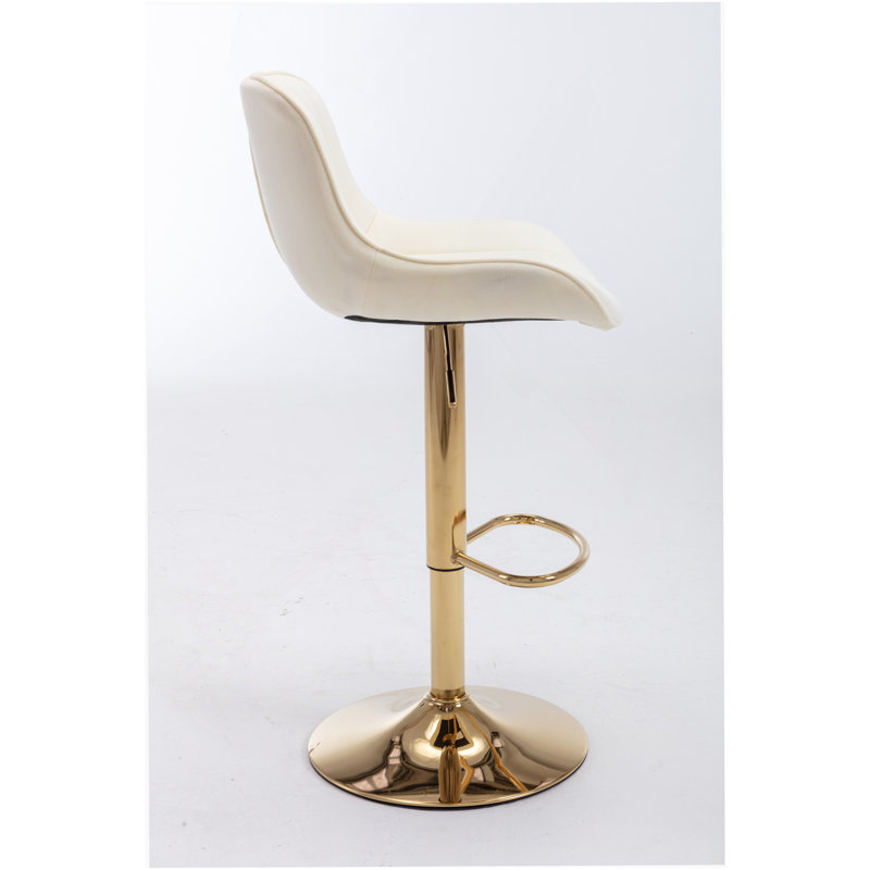 Tabourets de bar réglables avec repose-pieds chromé et levage mécanique