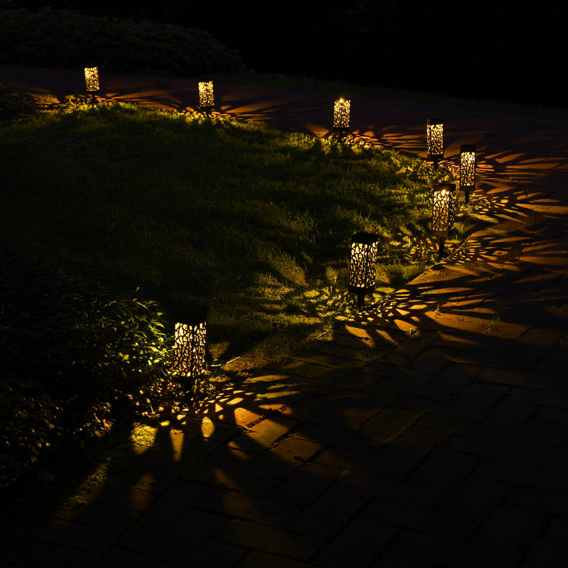 Black Solar Powered LED Pathway and Tabletop Lights Set of 4