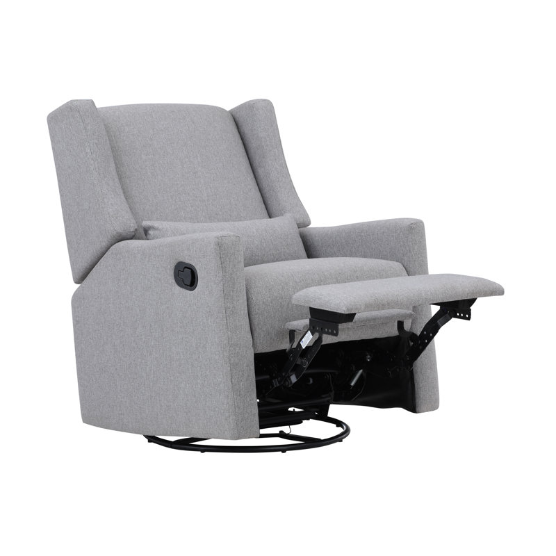 Pronto Swivel Glider Recliner With Pillow, Rich Gray