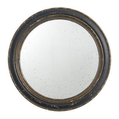 23.5" Wall Mirror In Black Wooden Frame, Antique Classic For Living Room, Passageway, Bathroom, Office With Wood