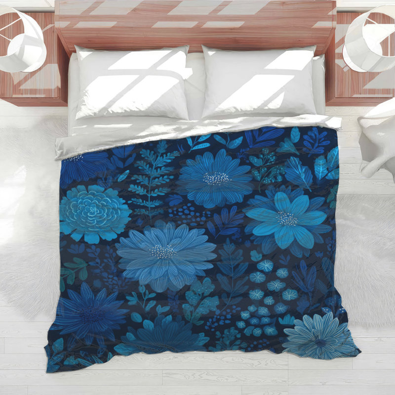 Édredon à motif floral Boho Boho, Édredon grand, Motif floral bleu