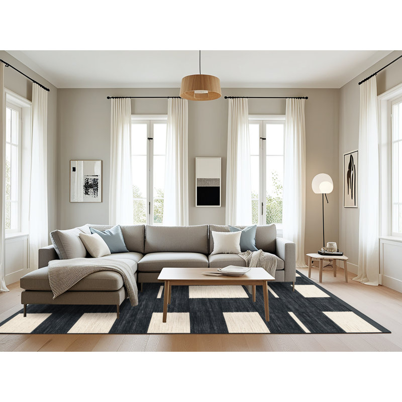 Tapis damier noir lavable à la machine