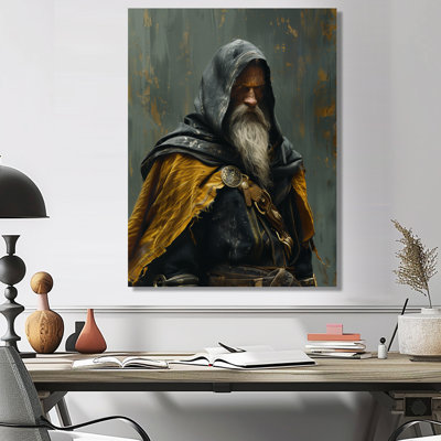 Décoration murale magicien viking jaune et gris