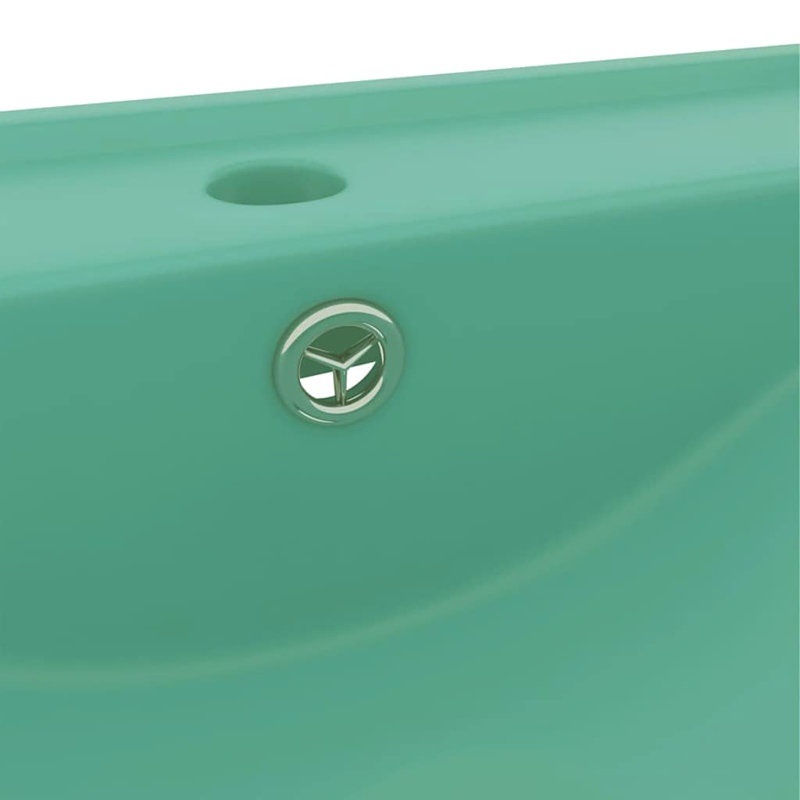 Belfry Bathroom Grenkie 600mm L x 460mm W Ceramic Rectangular Sink with Overflow, Light Green