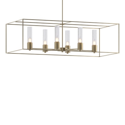 Luminaire suspendu linéaire à 6 lumières pour îlot de cuisine Portico
