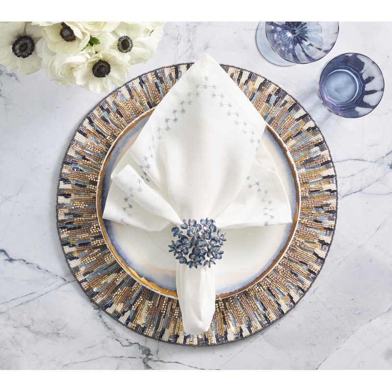 Starry Night Napkin, White/Blue