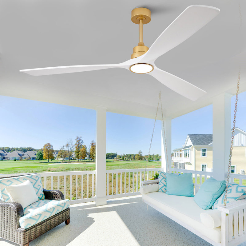 Ventilateur de plafond de 70 pouces avec lumière et télécommande, moteur à courant continu silencieux, lumière DEL à intensité variable, 3 pales en bois massif, ventilateur réversible à 6 vitesses, adapté à une utilisation intérieure à la maison