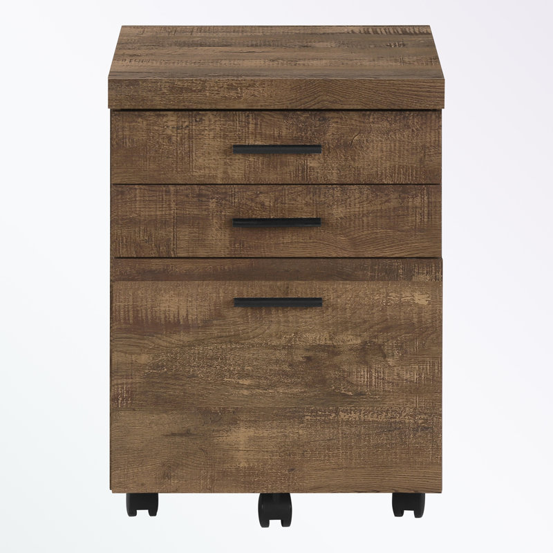 18.25'' Wide 3 -Drawer Mobile File Cabinet, Brown