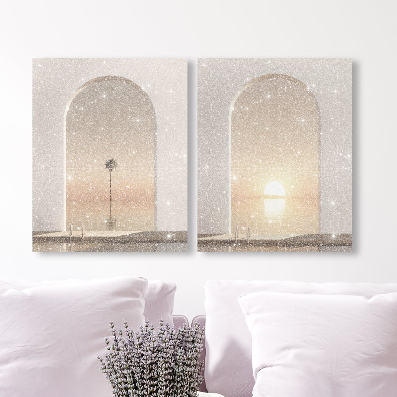 Coastal Window Set Landscape & Nature Canvas Print by Oliver Gal, Black Frame, 16 x 20, 16"H x 20"W, Gallery Wrapped