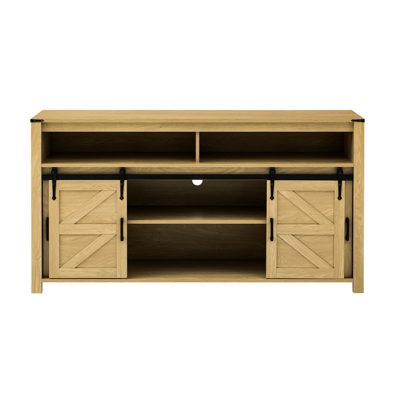 Buffet With 59.3 - Inch Width, Sliding Barn Type , And Mesh Accented Design Sideboard Tabletop, Inspired Entrance, Decorated