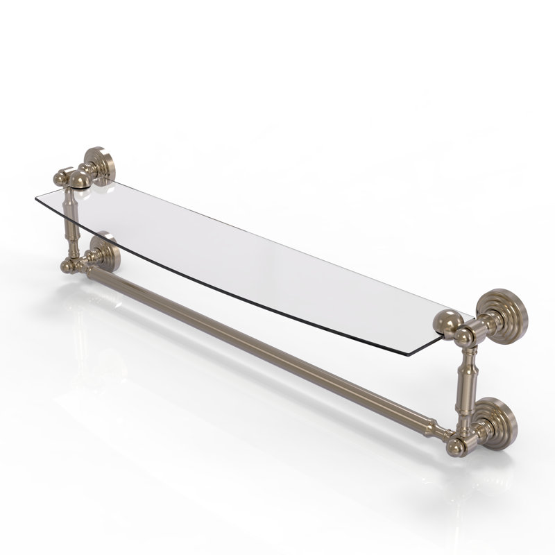 Beresford Bracket Shelf with Towel Bar, 5" H x 25.7" W x 6.1" D, Antique Pewter
