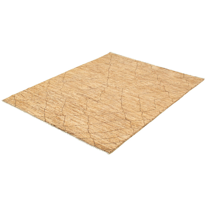 Tapis unique en laine noué à la main style marocain des années 2010 de 6 pi 1 po x 8 pi 6 po brun Demi-Leigh