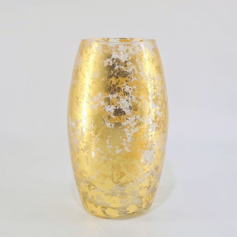 Leiston Gilded Glass Bullet Vase, Gold, 12" H x 6.5" W x 6.5" D