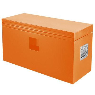 Boîte à outils en acier pour lit de camion, coffre de rangement verrouillable 15 po x 15 po x 48 po avec couvercles relevables et aide au choc au gaz pour ramassage, remorque, véhicule récréatif, chantier et utilisation hors route, orange
