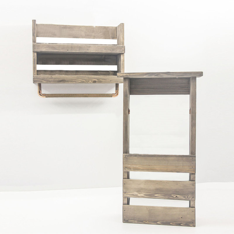 Tablette décorative en bois massif 2 pièces Alves