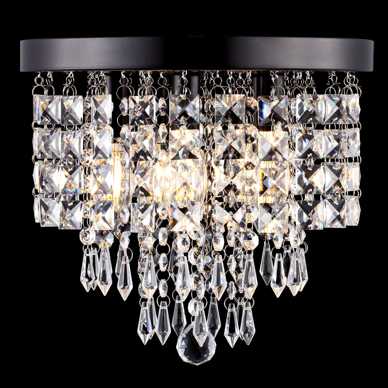 Plafonnier encastré en cristal 5 lumières Salley, Bronze