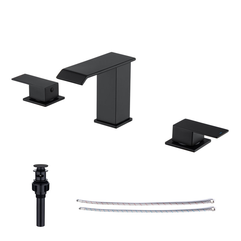 2-handle Bathroom Faucet with Drain Assembly, Matte Black