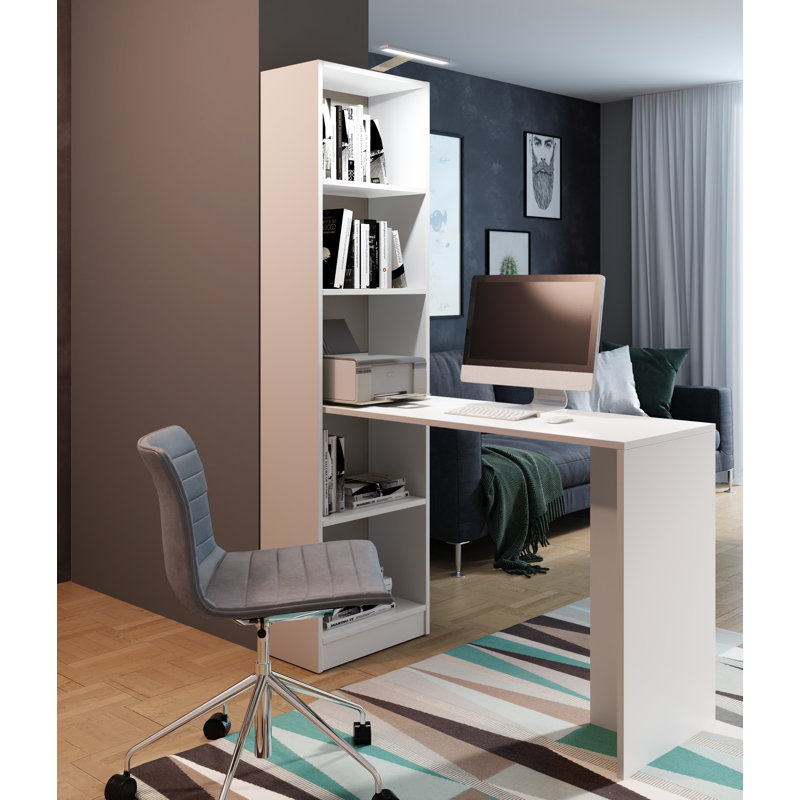 Meyersdale 125cm W Rectangle Writing Desk, White