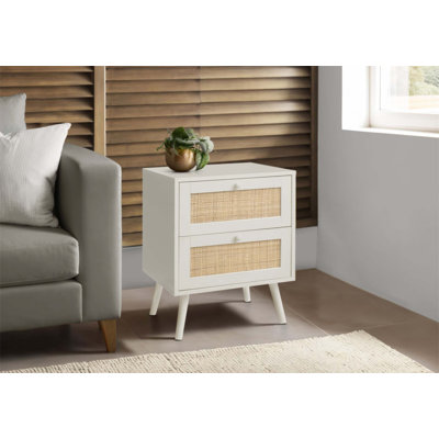 Table d'appoint moderne en stratifié avec tiroirs de rangement, idéale pour le salon et la chambre à coucher, peu encombrante et élégante