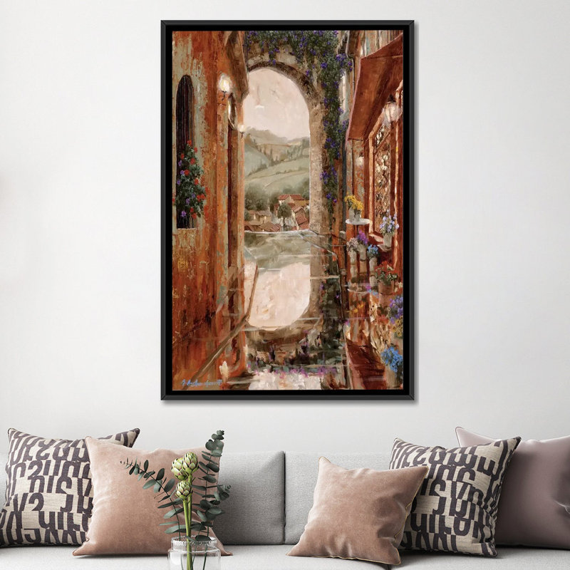 «Rainy Days of Summer», reproduction sur toile, H 26 po x l 18 po x P 1,5 po, Toile avec cadre noir, Pas de tapis