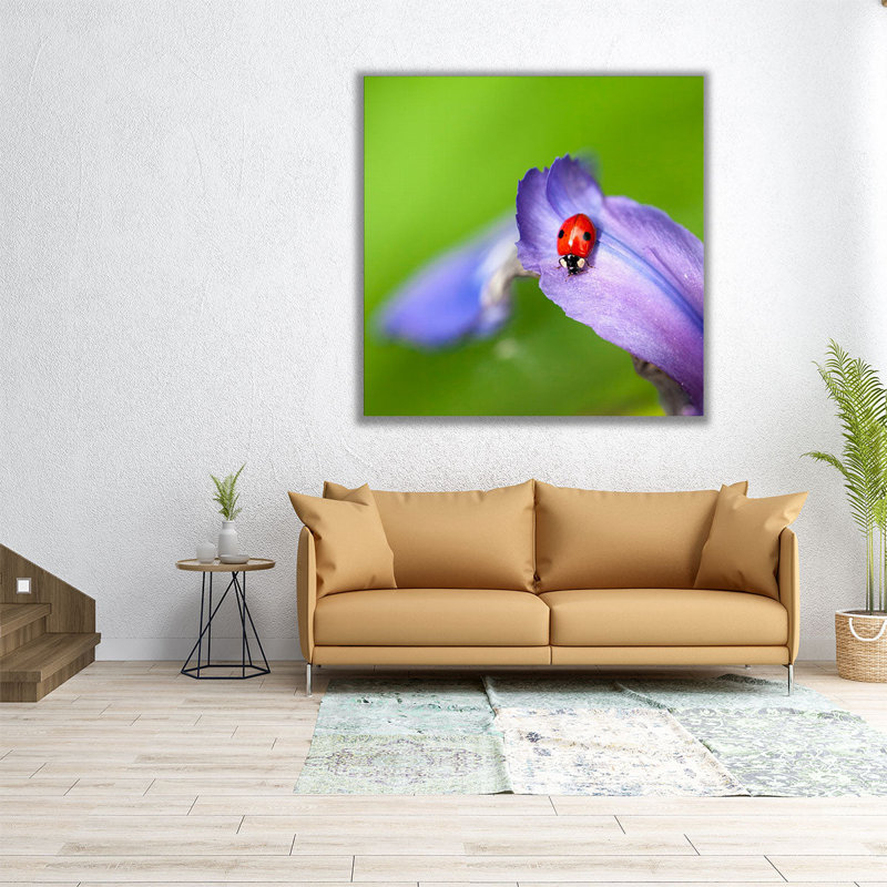 «Lady Bug on Flower Petal», reproduction d'art sur toile, H 16 po x l 16 po