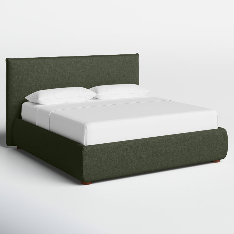 Lit plateforme tapissier Timothy, Grand, Tissu à tressage panier gris clair, 45.5