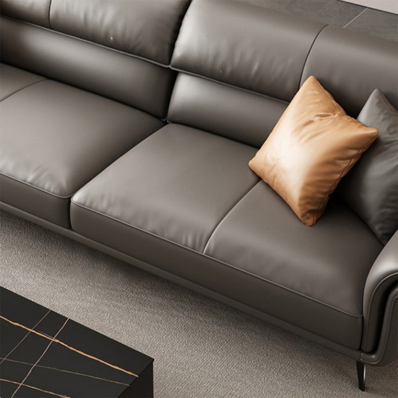 Causeuse-coussin standard en cuir véritable gris