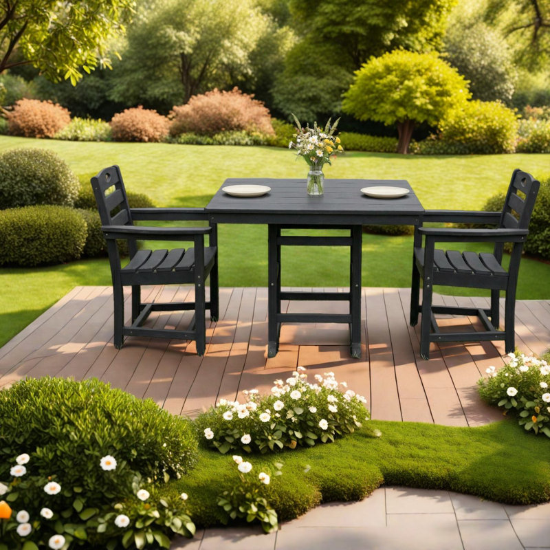 Compact Patio Dining Sets, Hdpe 3 Piece Modern Bistro For Patio