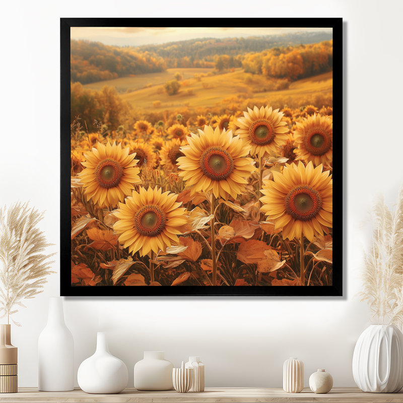 Drianna Country Side Sunflowers In Fall II - tournesols, art mural, Reproduction encadrée d'une seule photo