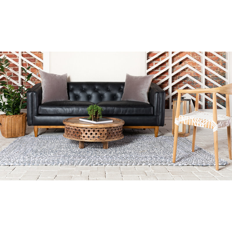 Tapis gris en coton tressé à la main Barlet, Rectangle 6 pi 1 po x 9 pi