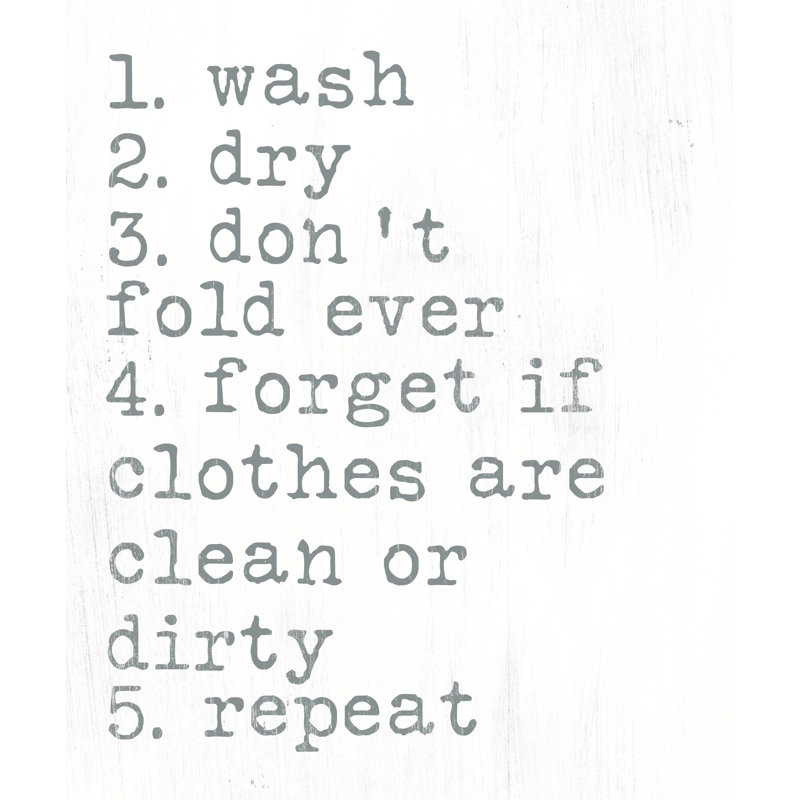 Wash Dry Don't Fold - Textual Art Print, 91cm H x 61cm W, Wrapped Canvas