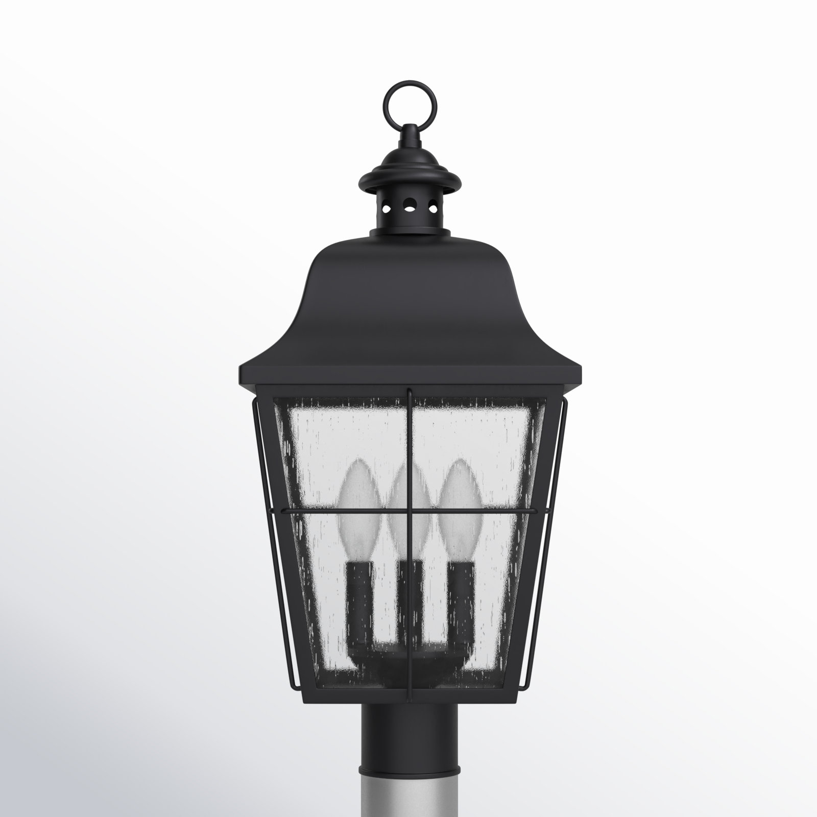 Merton Seeded Outdoor Lantern Head, Mystic Black