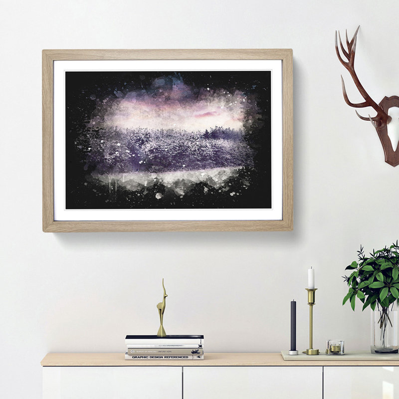 Purple Sky At Winter - Picture Frame Graphic Art, Oak Framed, 62cm H x 87cm W x 2cm D
