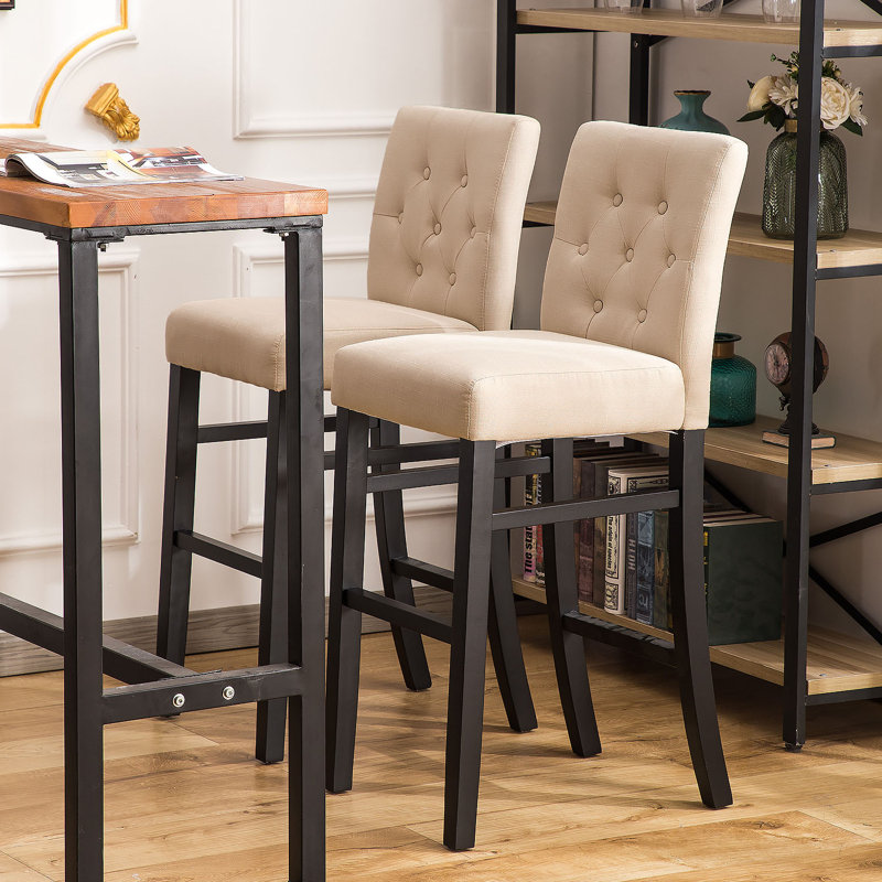 Kahori Upholstered Counter Stool, Charcoal, Bar Stool (30" Seat Height), 2
