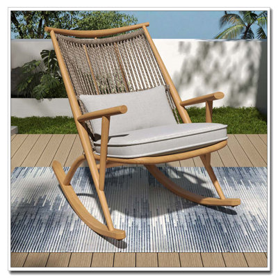 Chaise berçante d'extérieur en rotin PE