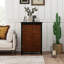 Armoire de plancher de style Mid-Century moderne de 34 po avec portes et tablette réglable-396196983