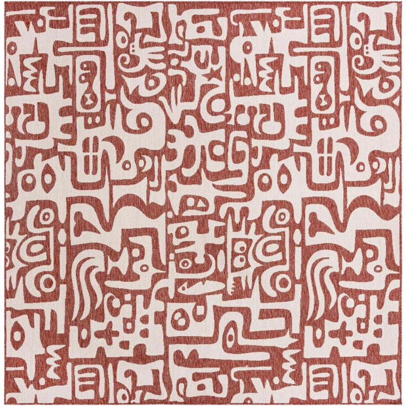 Tapis rouge rouille Aucun, Carré 13 pi 1 po