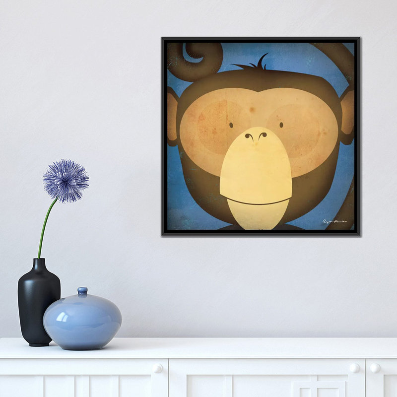 « singe wow » par ryan fowler, impression sur toile tendue, H 37 po x l 37 po x P 1,5 po, Toile avec cadre noir, Pas de tapis