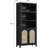 Farmhouse Bookshelves and Bookshelves with Door, 70" High Bookshelves with Three Levels of Open Storage, Floor Standing Display Shelves, Bookcases for Home, Office, Living Room, Two Sets,Black