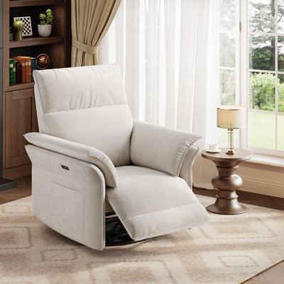 Fauteuil inclinable électrique, pivotant, inclinable avec port de charge, accoudoirs à double couche et poche latérale, revêtement en chenille