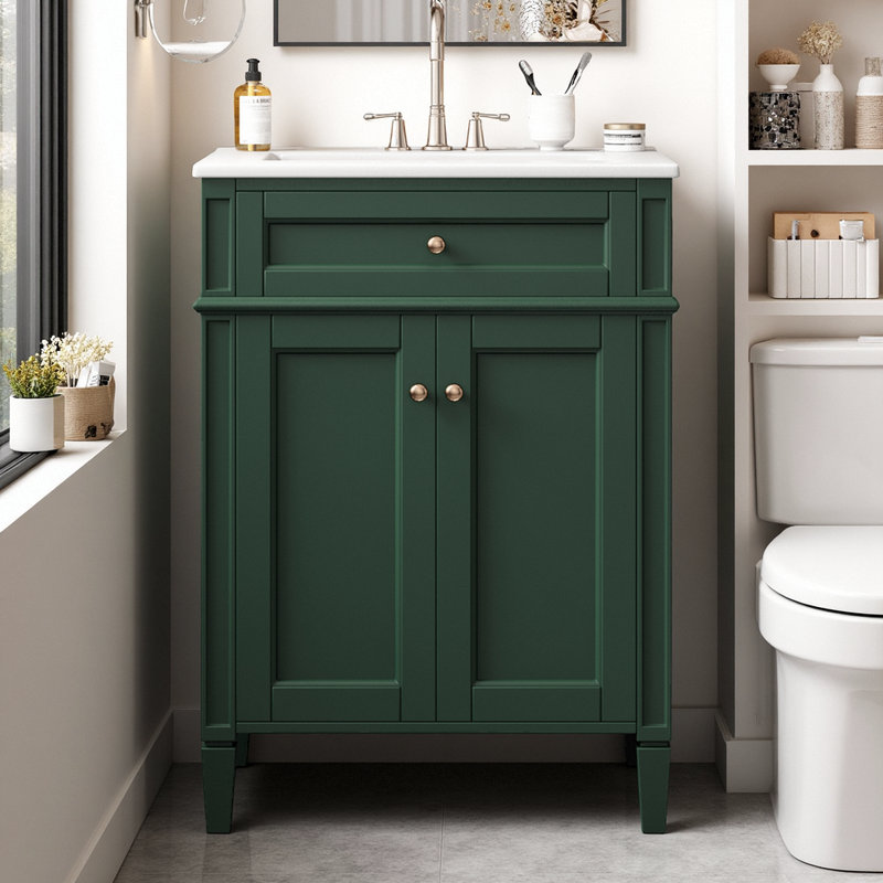 Meuble-lavabo classique 24 po avec tiroir basculant, Vert