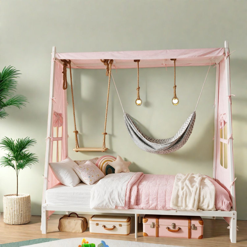 Lits simples multifonctionnels, maisonnette moderne en métal blanc pour enfants