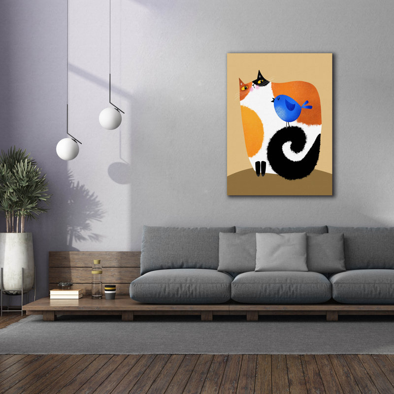  «Calico Cat and Bluebird» par Gabriela Avila, art mural sur toile, 40 po x 54 po, H 54 po x l 40 po