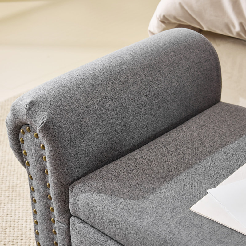 Banc de rangement rembourré, Gris