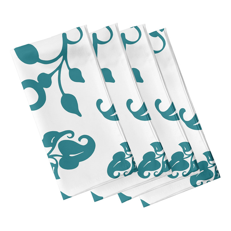Chande Polyester Floral Square Napkin, Teal