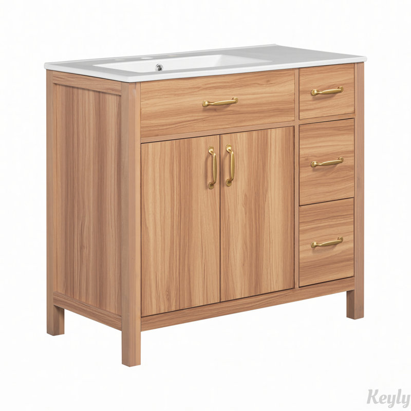 36" Wood Bathroom Vanity with Solid Wood Frame
