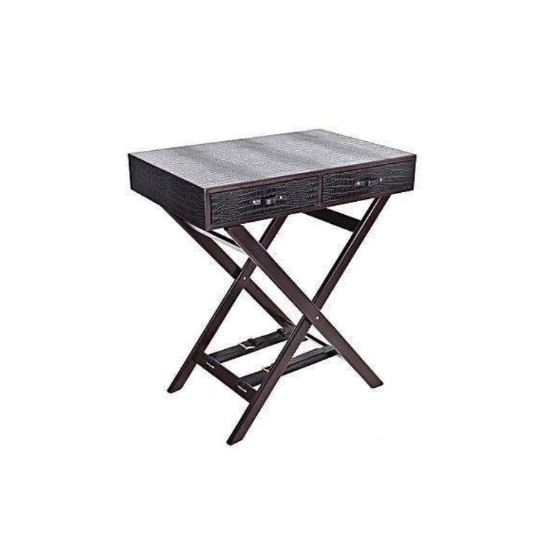 Eaton Solid Wood Cross Legs End Table, Dark Brown