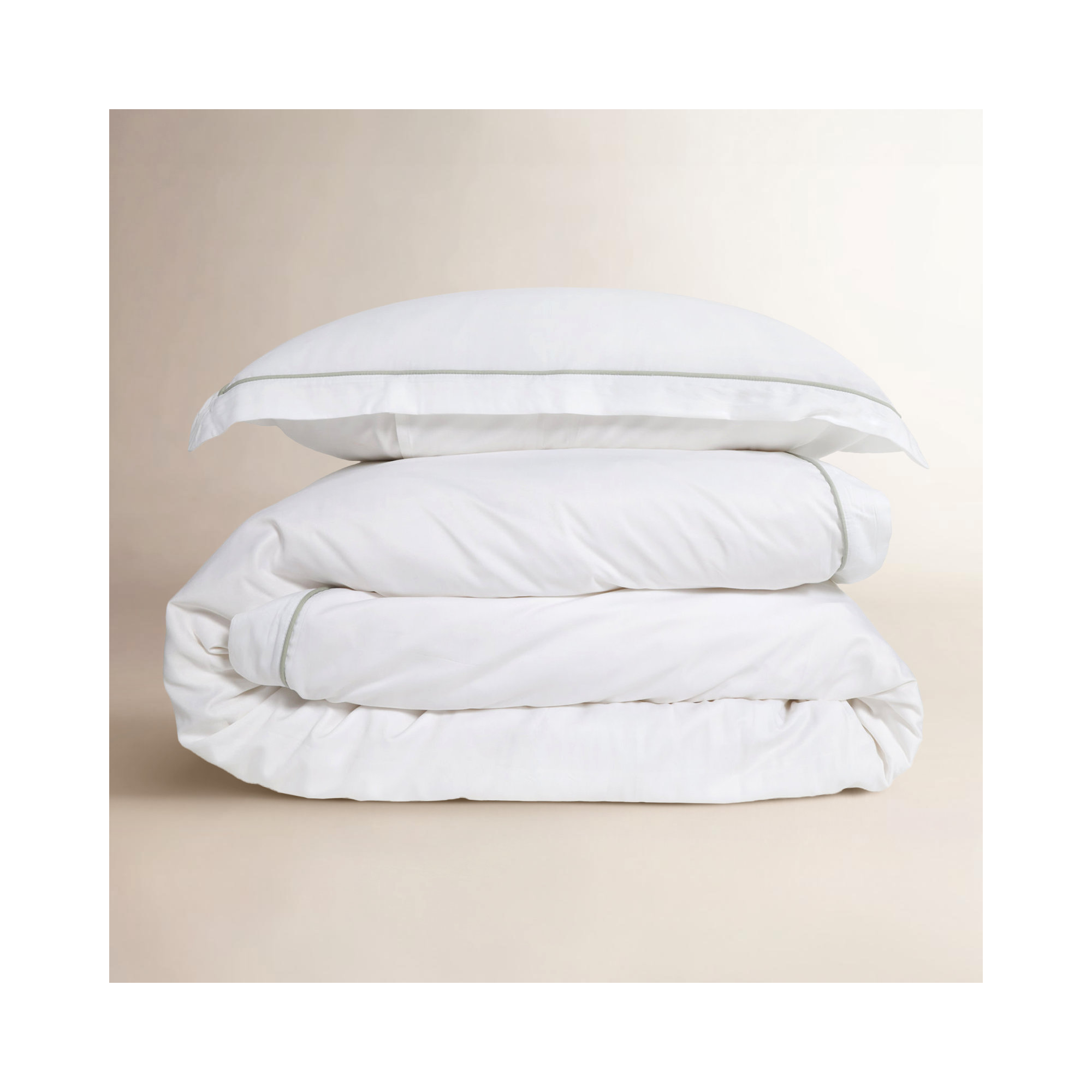 Sheena Rayon From Bamboo Duvet Cover Set, White/Seaglass, Queen Duvet Cover + 2 Standard Shams