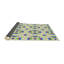 Tapis bleu / vert / orange tissé à la machine-636276004