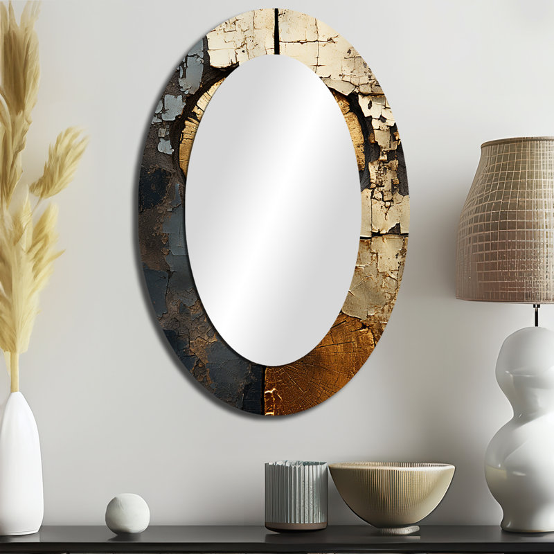 Abstrait Graceful Woodland Charm IV - Miroir mural moderne ovale, 36 po x 24 po